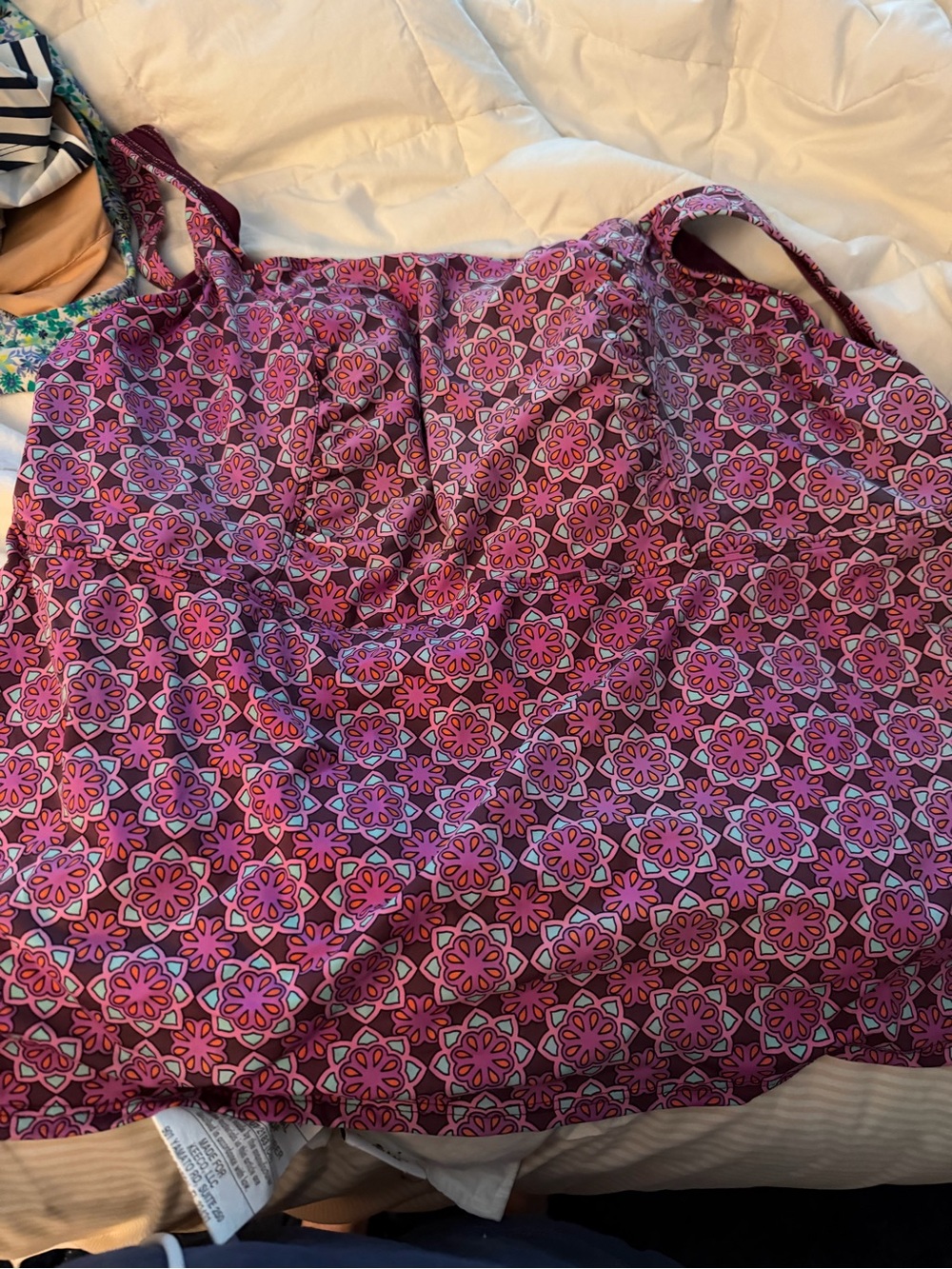 Lands' End Pink and Purple Patterned Swim Camisole